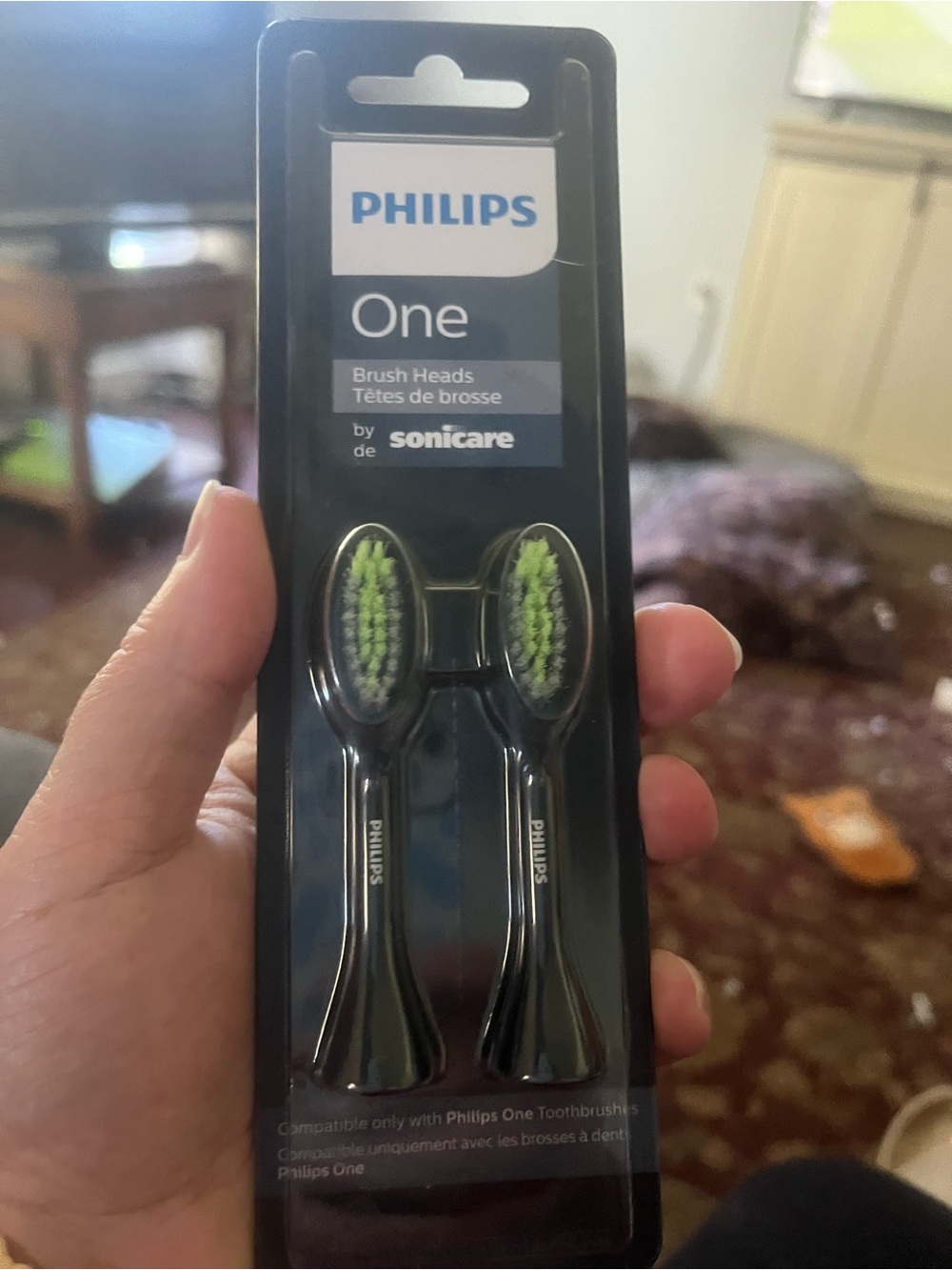 Philips One Replacement Brush Heads in Black with Green Bristles (2-Pack)